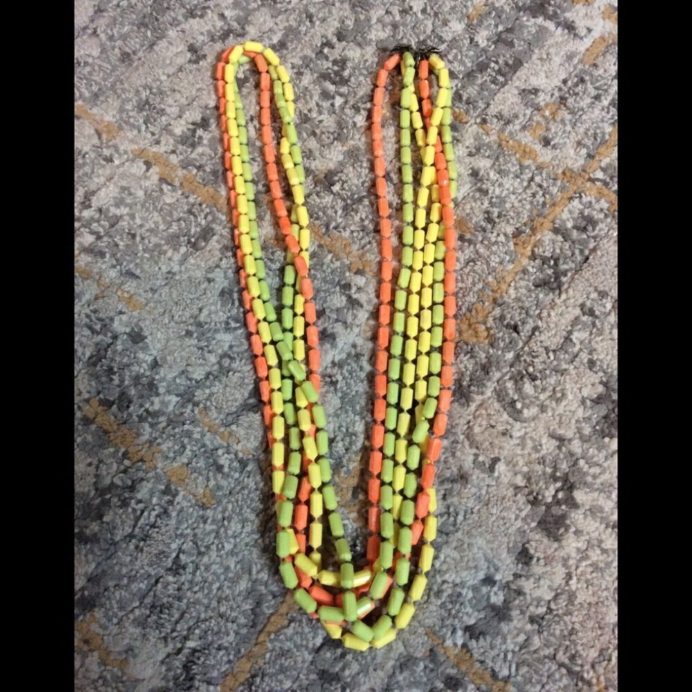 VINTAGE 3 STRAND NEON BEAD NECKLACE! EUC! - Picture 3 of 5